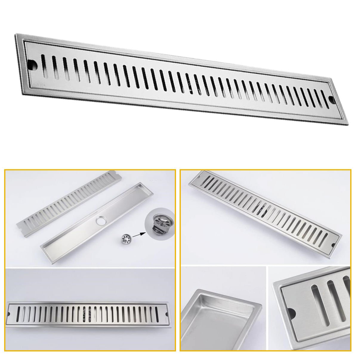 Ralo Linear Embralumi Oculto Invisível Grelha Inox 60x10cm - 5