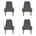 Ver imagem 1 de Kit 4 Cadeiras para Sala de Jantar Escritório Estofada Berlim Retro Suede Grafite Eli Móveis e Decor