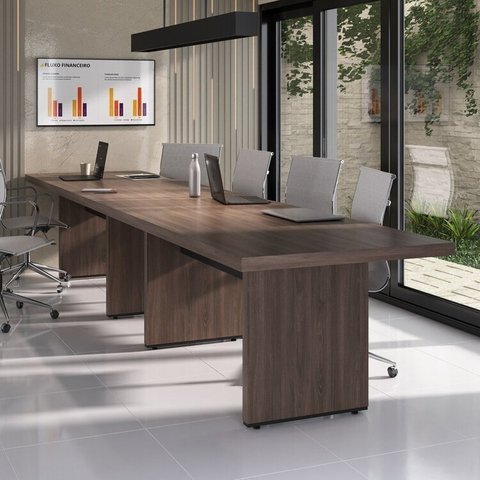 Conjunto para Escritório 2 Mesas de Reunião em Tamburato 4000cm Charuto E Preto