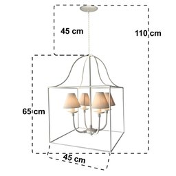 Luminária de Ferro Ouro Velho Com Cúpula algodão Rustico Libertas Rosas Artesanato Quadrado Branco - 2