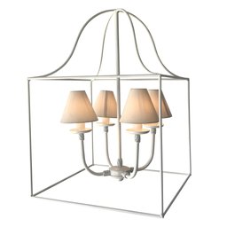 Luminária de Ferro Ouro Velho Com Cúpula algodão Rustico Libertas Rosas Artesanato Quadrado Branco - 3