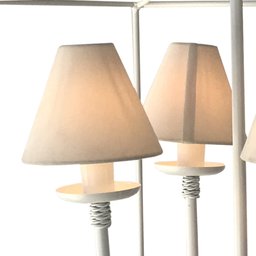 Luminária de Ferro Ouro Velho Com Cúpula algodão Rustico Libertas Rosas Artesanato Quadrado Branco - 5