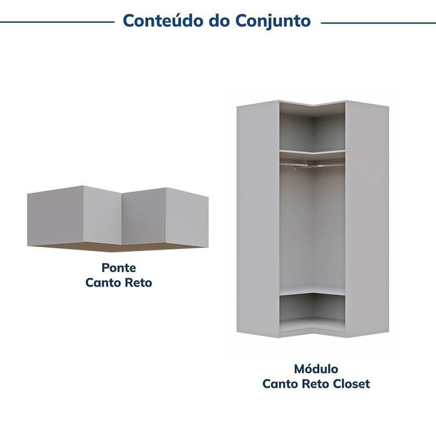 Guarda-roupa Modulado de Canto 2 Peças 2 Portas Jade Cabecasa Madeiramadeira - 5