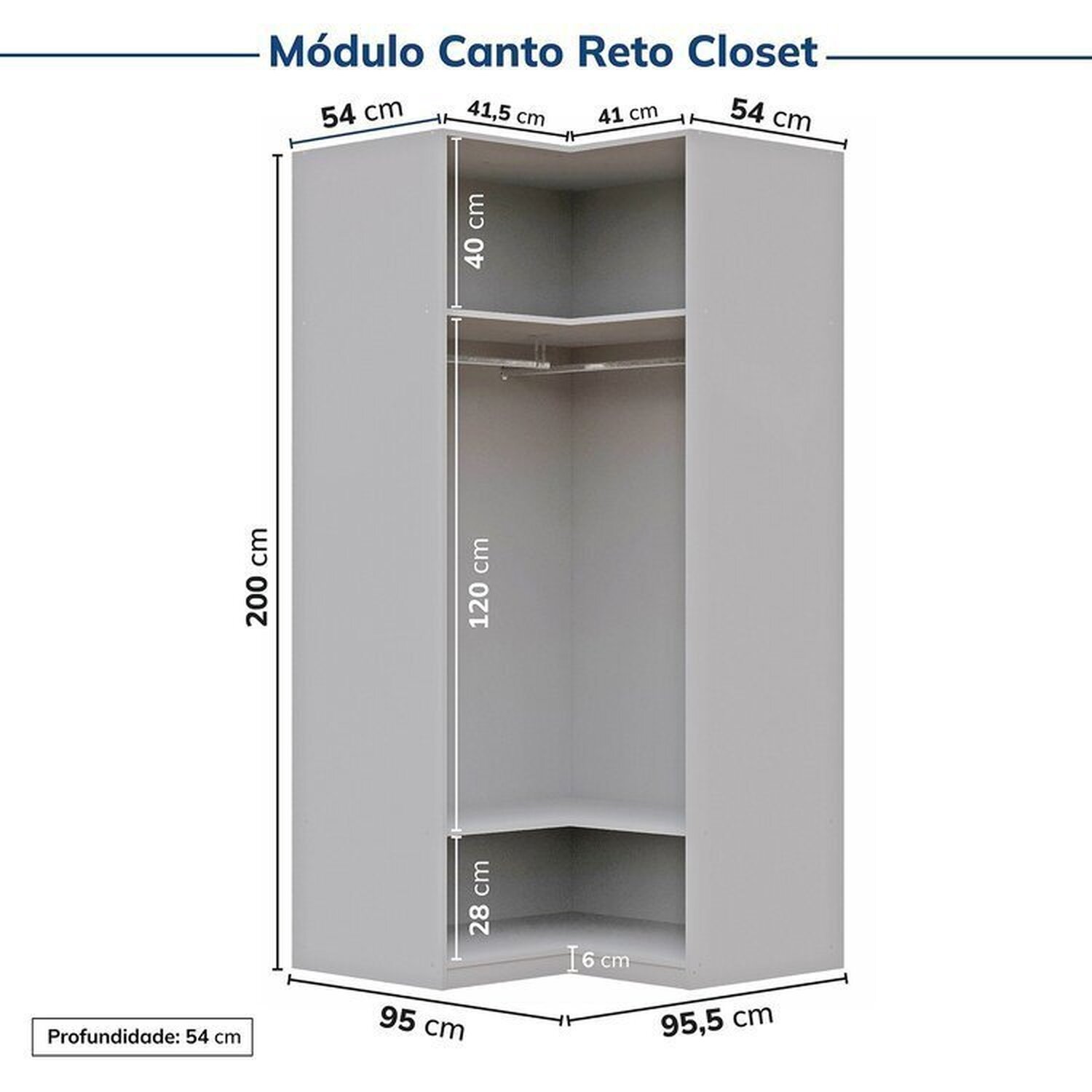 Guarda-roupa Modulado de Canto 2 Peças 2 Portas Jade Cabecasa Madeiramadeira - 11