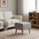 Ver imagem 1 de Puff Verso Bouclé Premium Exclusivo de Luxo Assento Extra para Sala Quarto Pés Palito Design Autoral