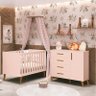 Berço Americano e Cômoda Infantil Ambiente Retro Ayla Rosa Fosco - Reller - 1