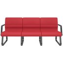 Ver imagem 1 de Cadeira Longarina 3 Lugares Recepção com Braço Pés Preto Lev P03 Crepe Vermelho - Lyam Decor