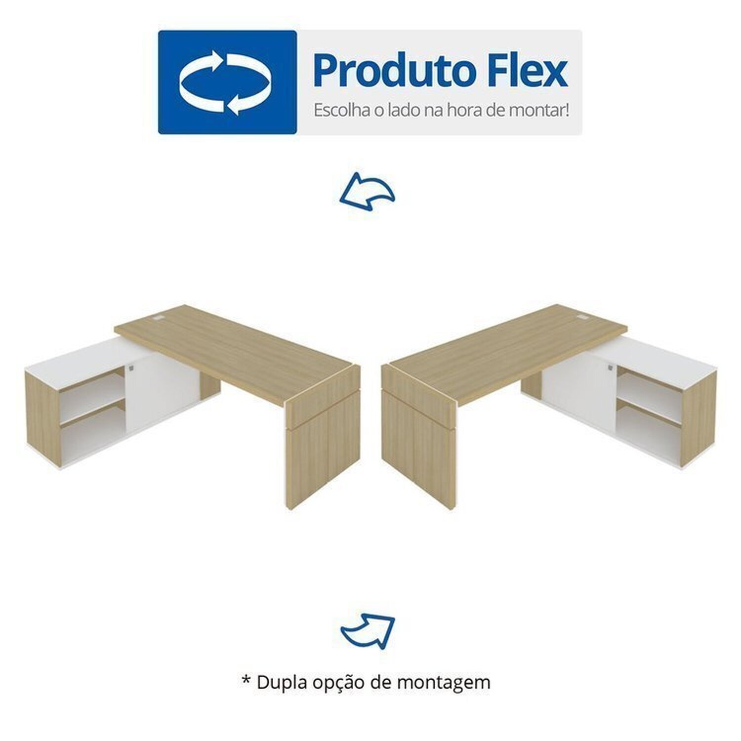 Kit 2 Peças com Mesa para Escritório Diretor em L em Tamburato e Armário Multiuso Baixo - 10