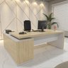 Kit 2 Peças com Mesa para Escritório Diretor em L em Tamburato e Armário Multiuso Baixo - 3