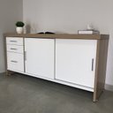 Ver imagem 6 de Conjunto 2 Peças com Mesa para Escritório Diretor em L em Tamburato e Armário Multiuso Baixo Carvalho Branco Artany