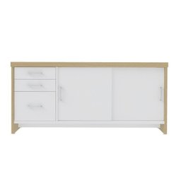 Kit 2 Peças com Mesa para Escritório Diretor em L em Tamburato e Armário Multiuso Baixo - 19