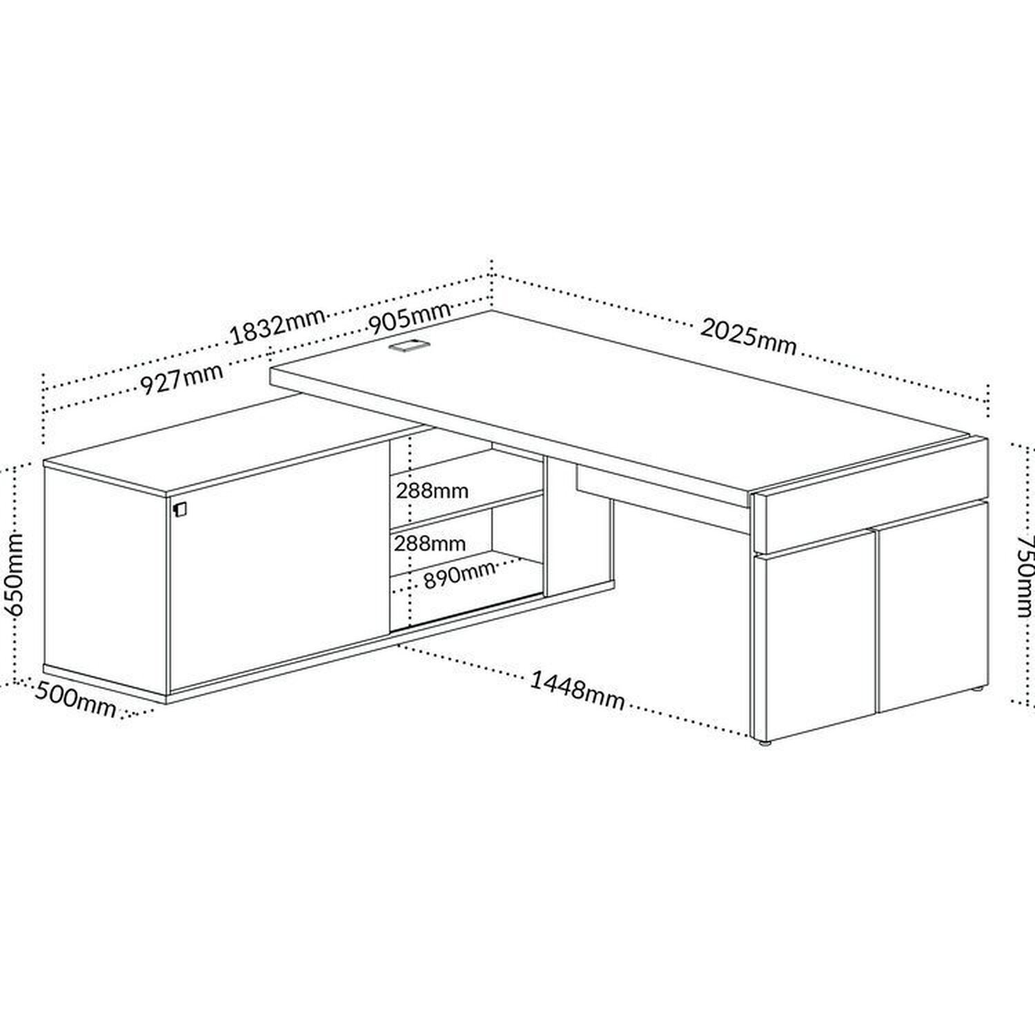 Kit 2 Peças com Mesa para Escritório Diretor em L em Tamburato e Armário Multiuso Baixo - 15