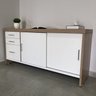 Kit 2 Peças com Mesa para Escritório Diretor em L em Tamburato e Armário Multiuso Baixo - 6