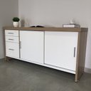 Ver imagem 6 de Kit 2 Peças com Mesa para Escritório Diretor em L em Tamburato e Armário Multiuso Baixo