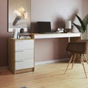 Ver imagem 1 de Escrivaninha 3 Gavetas 176,5cm - Lamina Mel/Branco