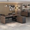 Kit 2 Peças com Mesa para Escritório Diretor em L em Tamburato e Armário Multiuso Baixo - 1