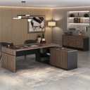 Ver imagem 1 de Kit 2 Peças com Mesa para Escritório Diretor em L em Tamburato e Armário Multiuso Baixo