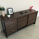 Ver imagem 5 de Conjunto 2 Peças com Mesa para Escritório Diretor em L em Tamburato e Armário Multiuso Baixo Charuto Preto Artany
