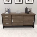 Ver imagem 2 de Conjunto 2 Peças com Mesa para Escritório Diretor em L em Tamburato e Armário Multiuso Baixo Charuto Preto Artany