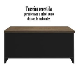 Conjunto 2 Peças com Mesa para Escritório Diretor em L em Tamburato e Armário Multiuso Baixo Charuto Preto - 11 Conjunto 2 Peças com Mesa para Escritório Diretor em L em Tamburato e Armário Multiuso Baixo Charuto Preto - 11