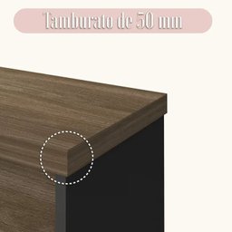 Conjunto 2 Peças com Mesa para Escritório Diretor em L em Tamburato e Armário Multiuso Baixo Charuto Preto - 12 Conjunto 2 Peças com Mesa para Escritório Diretor em L em Tamburato e Armário Multiuso Baixo Charuto Preto - 12