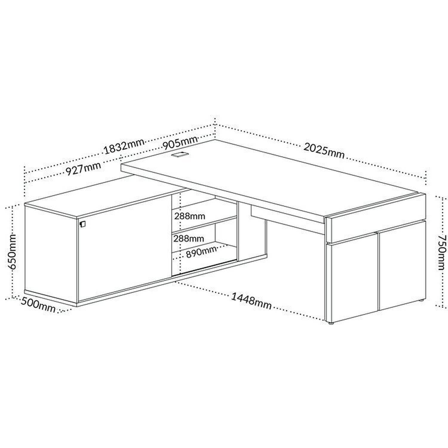 Kit 2 Peças com Mesa para Escritório Diretor em L em Tamburato e Armário Multiuso Baixo - 7