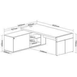 Kit 2 Peças com Mesa para Escritório Diretor em L em Tamburato e Armário Multiuso Baixo - 7