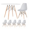 KIT - Mesa redonda Eames 100 cm branco + 5 cadeiras Eiffel DSW Cinza claro - 1