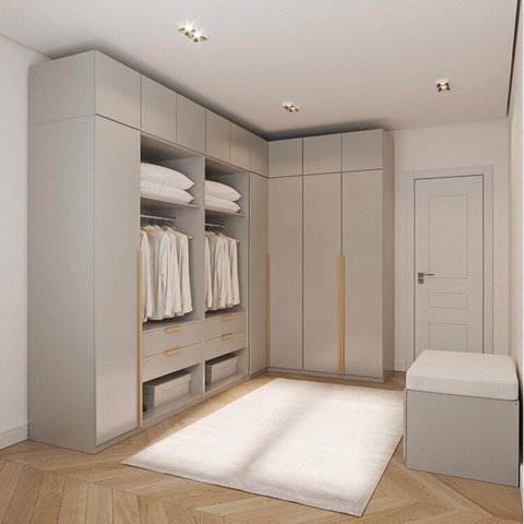Guarda-Roupa Modulado de Canto 10 Peças 14 Portas Jade CabeCasa MadeiraOriginals Cinza/Urbano