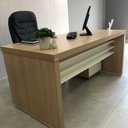 Ver imagem 7 de Conjunto para Escritório Executivo 3 Peças Mesa Tamburato com Módulo Suspenso e Gaveteiro 1585cm Carvalho e Branco Artany