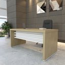 Ver imagem 3 de Kit para Escritório Executivo 3 Peças Mesa Tamburato com Módulo Suspenso e Gaveteiro 3 Gavetas