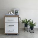 Ver imagem 6 de Conjunto para Escritório Executivo 3 Peças Mesa Tamburato com Módulo Suspenso e Gaveteiro 1585cm Carvalho e Branco Artany