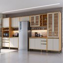 Ver imagem 1 de Armário de Cozinha com Balcão e Tampo 16 Portas 5 Gavetas Pérola Premium com Prateleiras 100% Mdf Vi