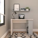 Ver imagem 1 de Conjunto de Mesa com Prateleiras para Escritório ou Home Office de Largura 90cm MDF Branco e Cinza Cristal