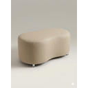 Ver imagem 1 de Puff Orgânico Curvo - 1 Metro Elegância e Conforto Moderno Feijao Moderno Tecido Premium Linho Bege