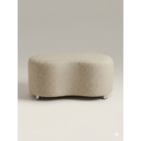 Ver imagem 2 de Puff Orgânico Curvo - 1 Metro Elegância e Conforto Moderno Feijao Moderno Tecido Premium Linho Bege