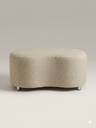 Ver imagem 2 de Puff Orgânico Curvo - 1 Metro Elegância e Conforto Moderno Feijao Moderno Tecido Premium Linho Bege