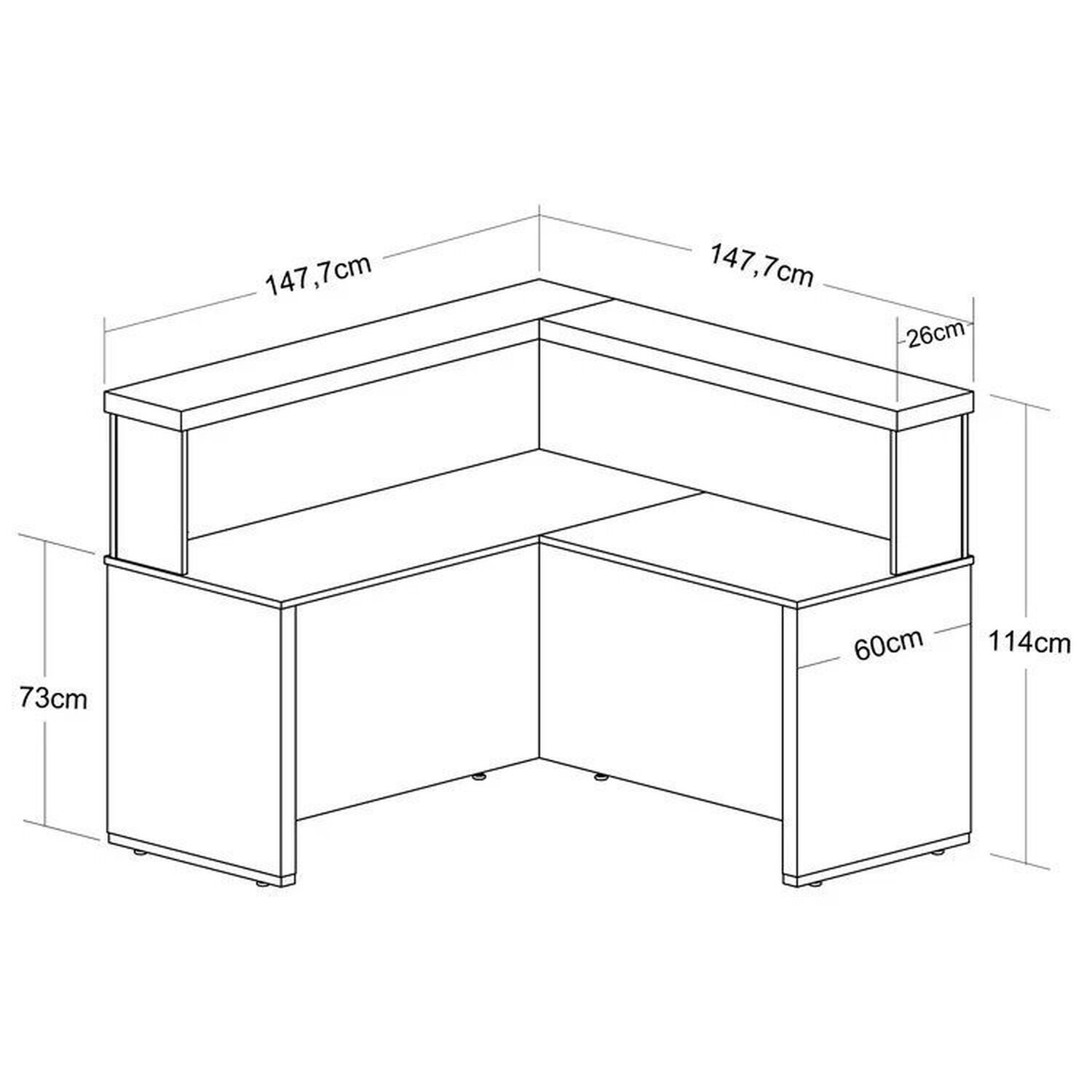 Conjunto Recepção Balcão de Atendimento e Balcão Tamburato com 3 Gavetas - 8