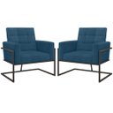 Ver imagem 1 de Kit 2 Poltronas Base de Ferro Tecido Suede para Sala de Espera Resistente Sala de Estar Confortável