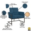 Ver imagem 2 de Kit 2 Poltronas Base de Ferro Tecido Suede para Sala de Espera Resistente Sala de Estar Confortável