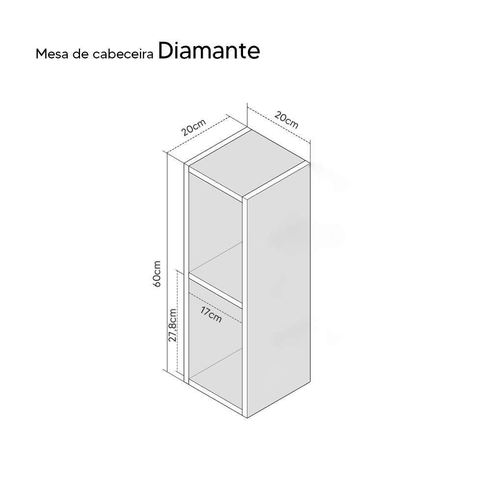 Mesa De Cabeceira Pequena 20x20x60cm Diamante Branco Quarto Sala - 5