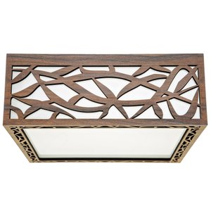 Luminária Decorativa Madeira Plafon Copacabana Quad 40cm