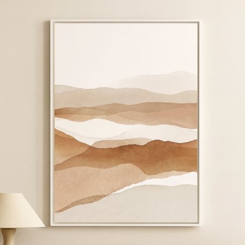 Quadro Canvas Estilo Boho - Paisegem Minimalista-mold.branca:40x30cm