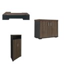 Ver imagem 2 de Conjunto 3 Peças com Mesa para Escritório Presidente, Armário Multiuso Alto e Baixo em Tamburato Charuto Preto Artany