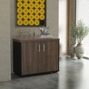 Ver imagem 5 de Kit 3 Peças com Mesa para Escritório Presidente, Armário Multiuso Alto e Armário Baixo em Tamburato