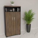 Ver imagem 4 de Conjunto 3 Peças com Mesa para Escritório Presidente, Armário Multiuso Alto e Baixo em Tamburato Charuto Preto Artany
