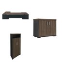 Ver imagem 2 de Kit 3 Peças com Mesa para Escritório Presidente, Armário Multiuso Alto e Armário Baixo em Tamburato