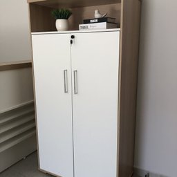 Kit 3 Peças com Mesa para Escritório Presidente, Armário Multiuso Alto e Armário Baixo em Tamburato - 8