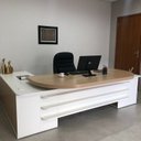 Ver imagem 6 de Conjunto 3 Peças com Mesa para Escritório Presidente, Armário Multiuso Alto e Baixo em Tamburato Carvalho Branco Artany
