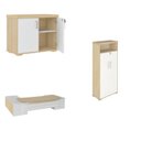 Ver imagem 2 de Conjunto 3 Peças com Mesa para Escritório Presidente, Armário Multiuso Alto e Baixo em Tamburato Carvalho Branco